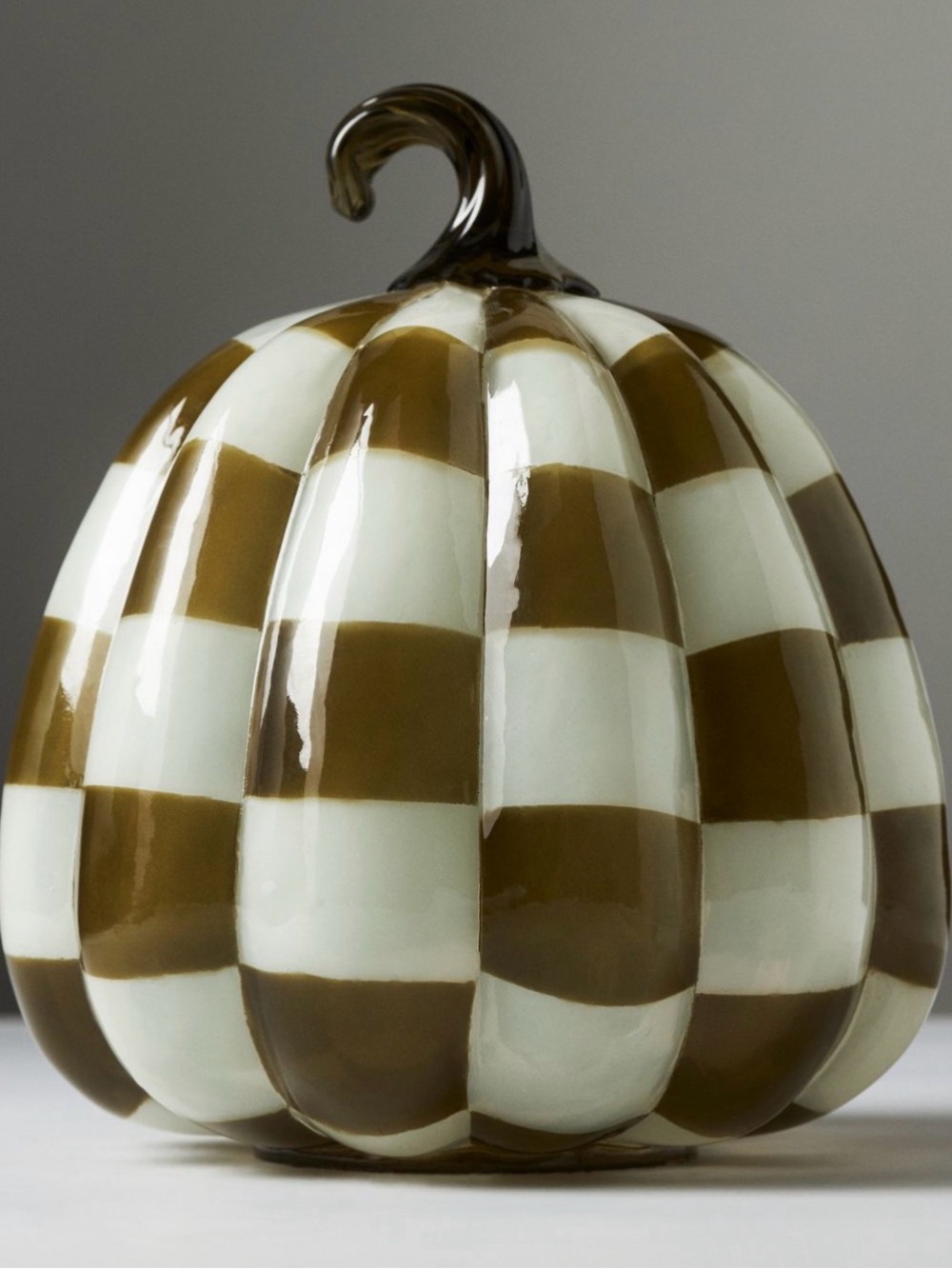 Anthropologie checkered glass pumpkin, New!